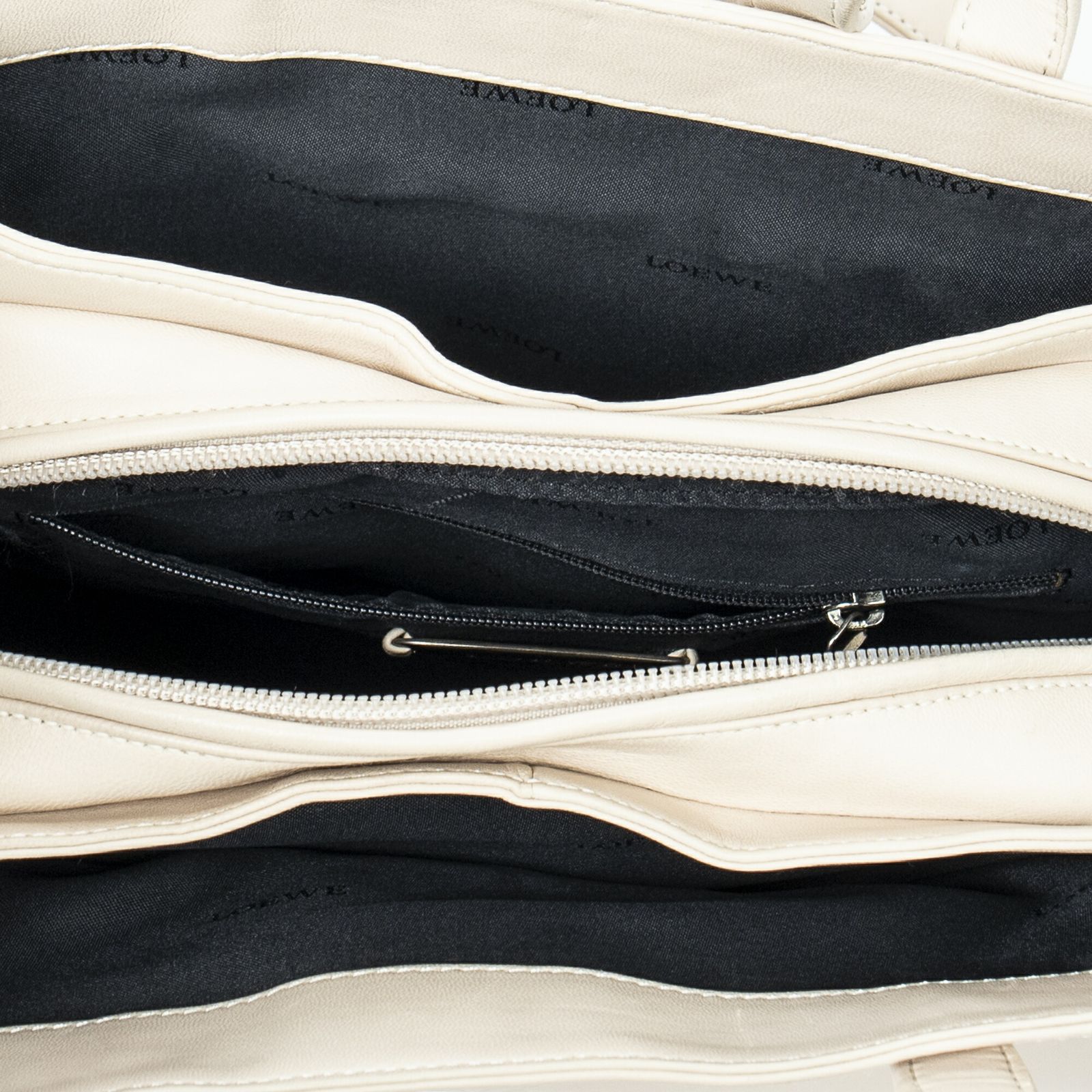 LOEWE ロエベアナグラムジップトップハンドルベージュスムースカーフスキンレザーAB DECORATOM_COM_BR