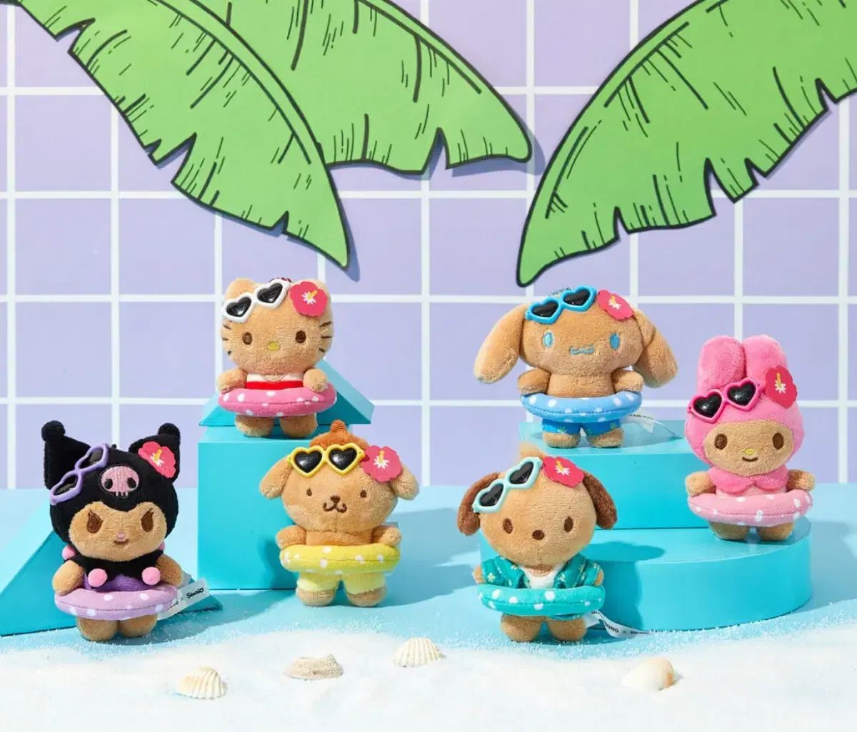オリーブヤング サンリオコラボ ぬいぐるみキーホルダー　日焼けポムポムプリン b オリーブヤング サンリオ オンライン限定 日焼け ポムポムプリン