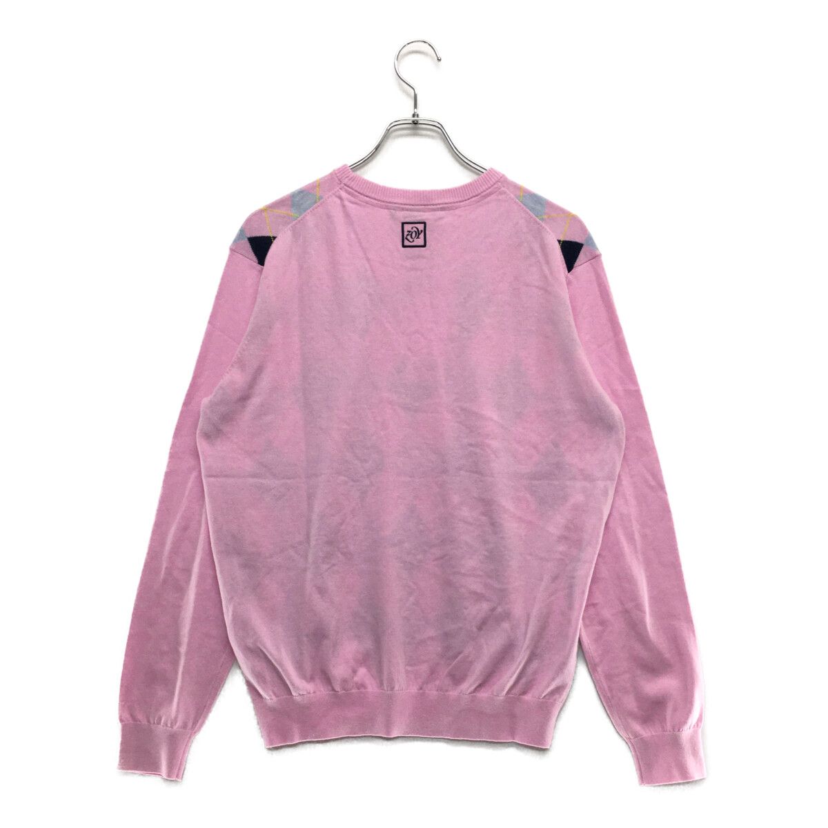 coco 未使用品 ゾーイ ZOY メンズ セーター 3(LL) ピンク クルーネック ニット アーガイル柄 レターパックプラス発送可 98094 未使用品 メンズ ゾーイ ZOY セーター 3(LL) ピンク クルー