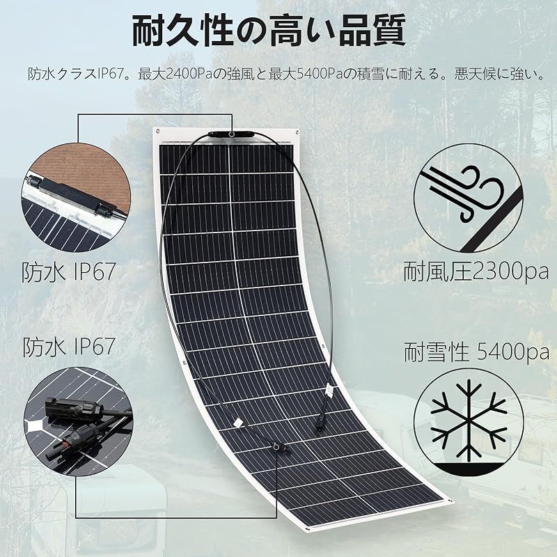 XINPUGUANG フレキシブルソーラーパネル 100W 太陽光パネル 単