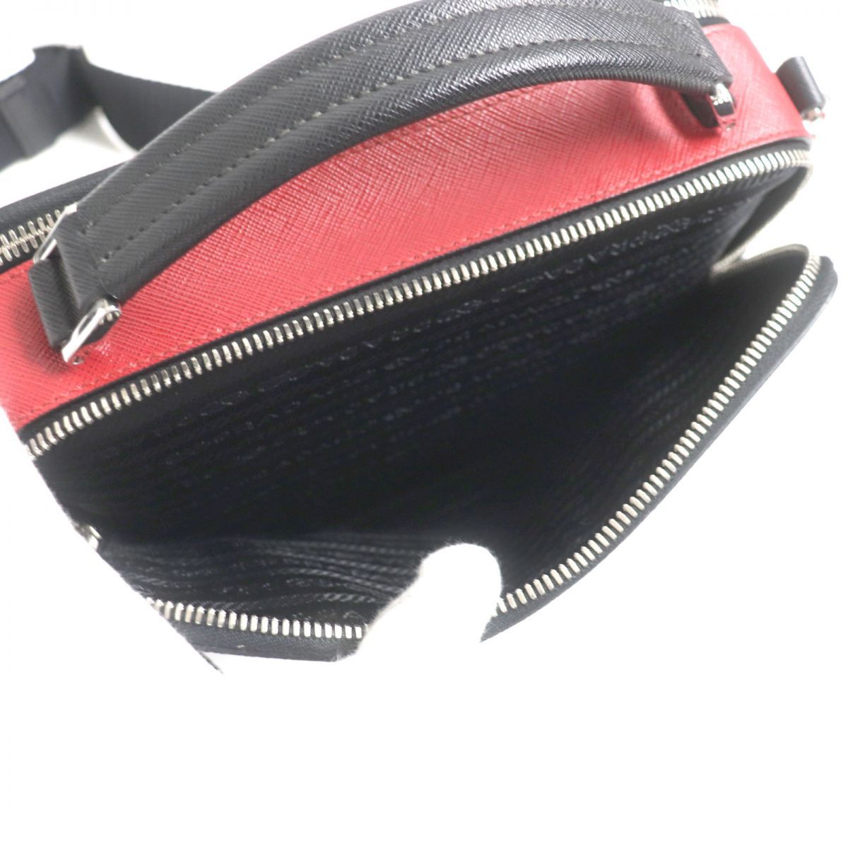 極美品▽PRADA プラダ 2VH069 ブリック 三角ロゴ付き サフィアーノ 