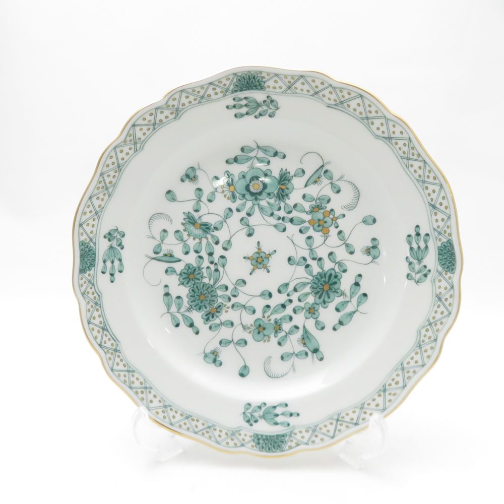 MEISSEN マイセン インドの華 グリーン 343310 中皿 18cmプレート SY13351A3
