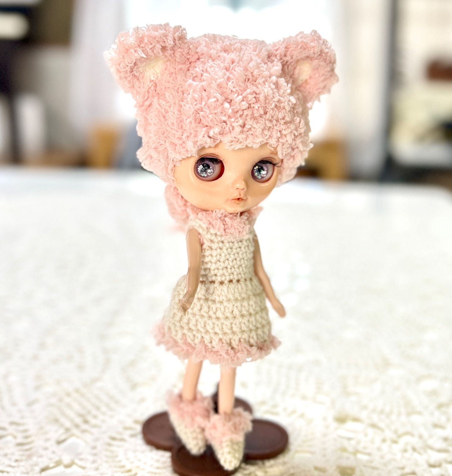 ミディブライス アウトフィットの なりきりくまちゃんピンク