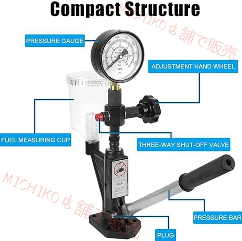 CR-C コモンレールインジェクターテスター - ディーゼルコモンレールインジェクタードライブ燃料インジェクター修理ツール S60H ノズルバリデーター デュアルスケールゲージコモンレール圧力テスター付き