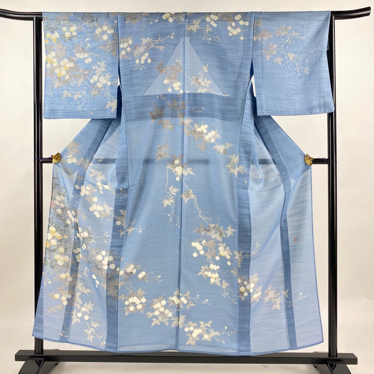 訪問着 身丈155cm 裄丈64cm M 薄物 紗 伊と幸 落款あり 鳳仙花 水色 正絹