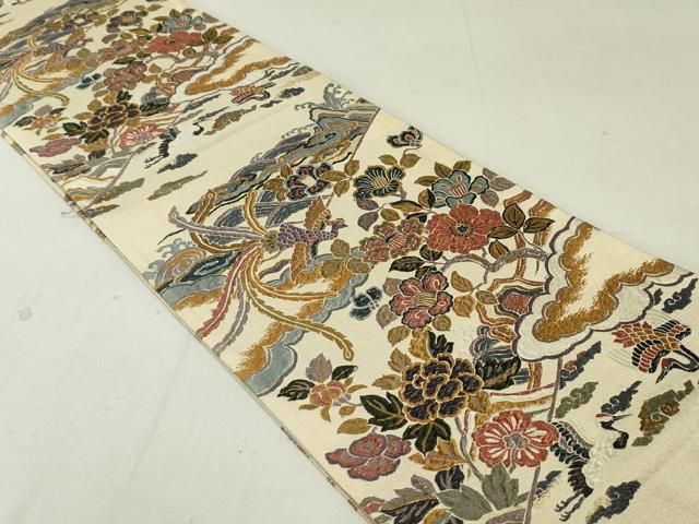 平和屋着物●六通柄袋帯　唐織　みやび綴　鳳凰更紗花文　金糸　正絹　逸品　DAAT7735ob 平和屋着物○六通柄袋帯 唐織 みやび綴 鳳凰更紗花文 金糸 正絹 逸品