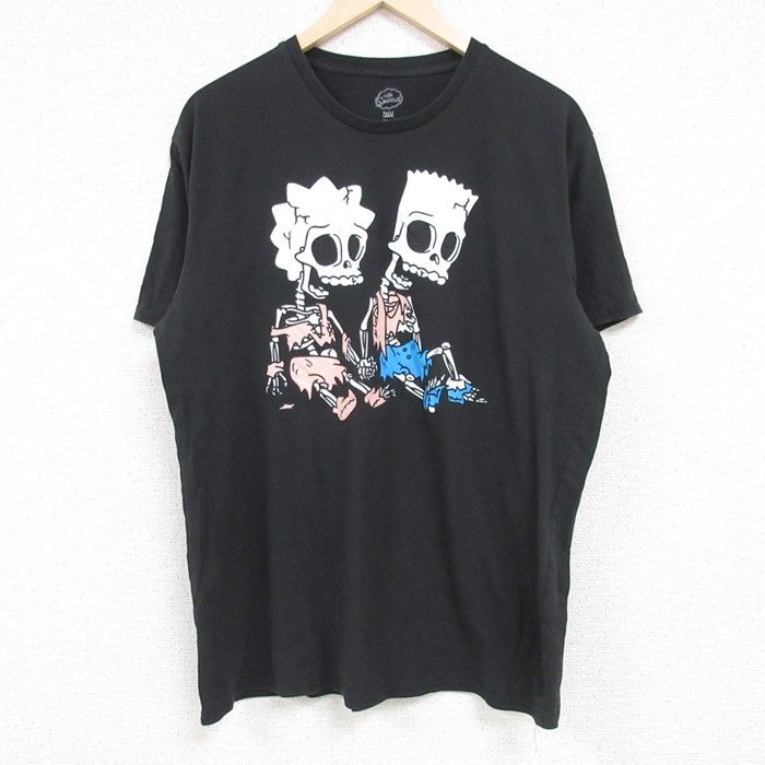 L/古着 半袖 Tシャツ メンズ ザシンプソンズ マットグレイニング ホーマー クルーネック 黒 ブラック 24jun24 中古