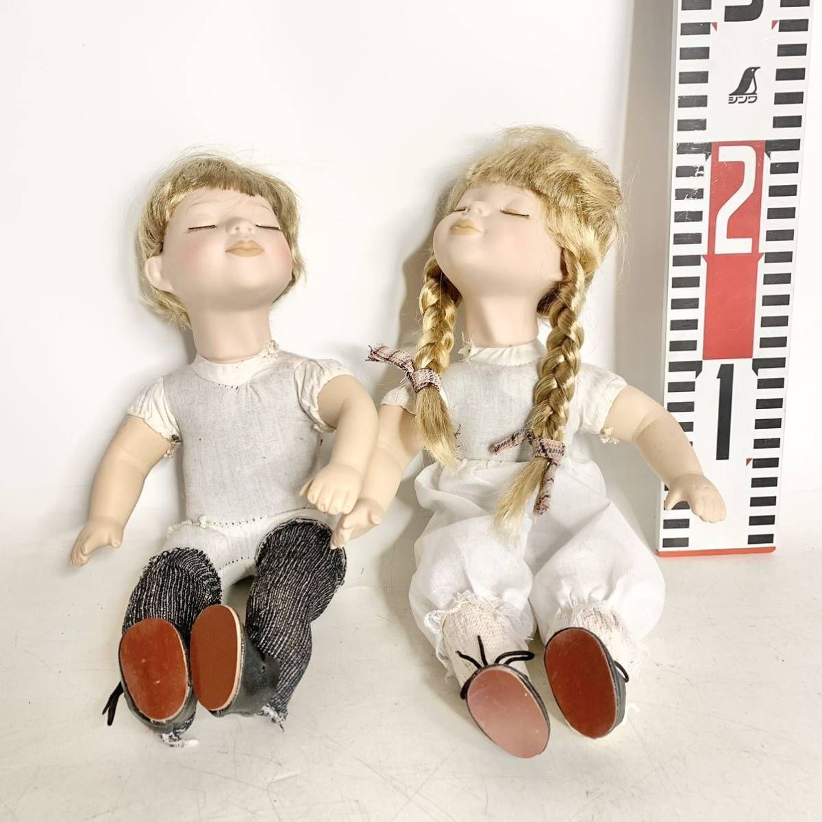人形 2体 ポーセリンドール カップル Amazon | Porcelain Doll ビスクドール キスカップル デニム