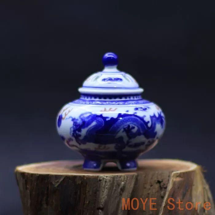 青花龍紋香炉 香道具 景徳鎮 陶磁器 装飾品 現代工芸品 美術品