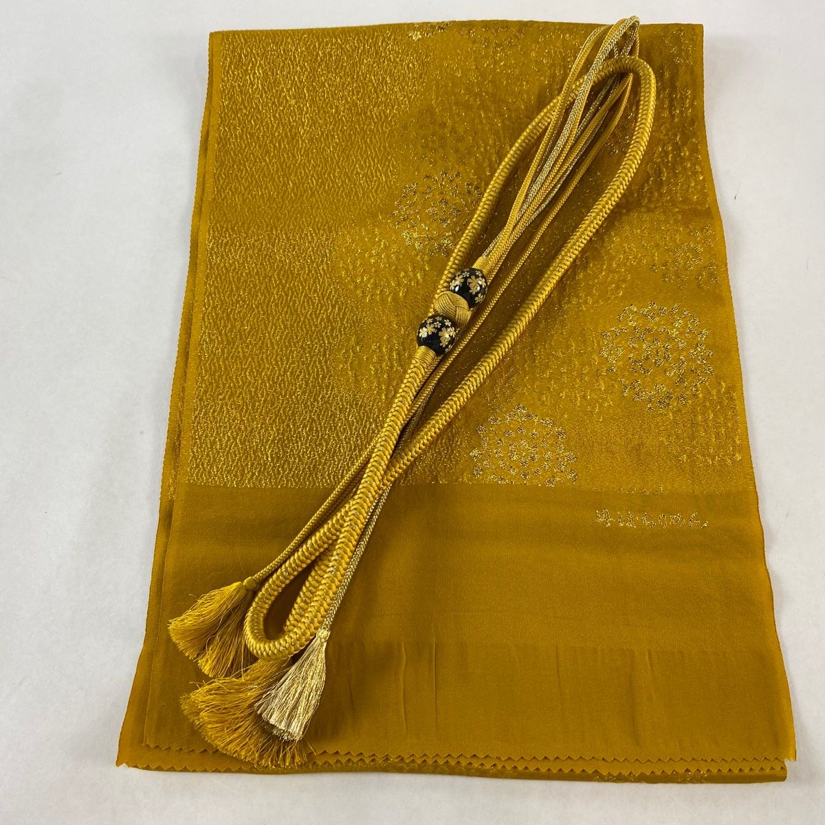 和装セット 優品 華文 箔 山吹色 正絹 和装小物