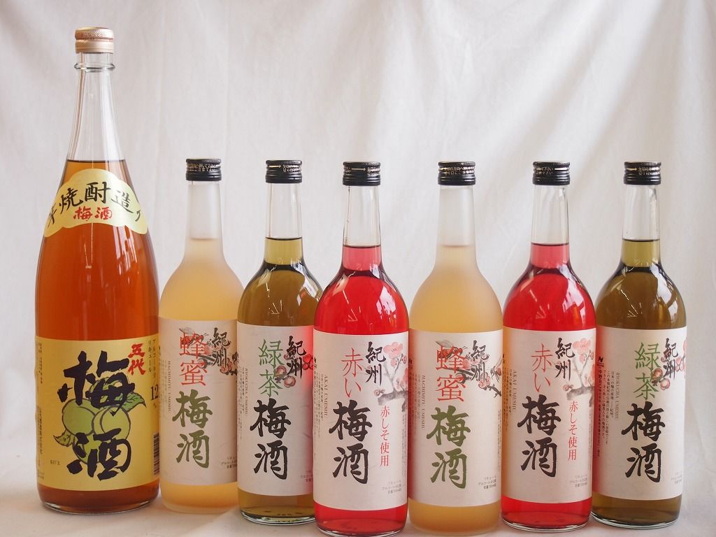 カラフル梅酒7本セット(芋焼酎仕込五代梅酒(鹿児島) オンライン 赤しそ
