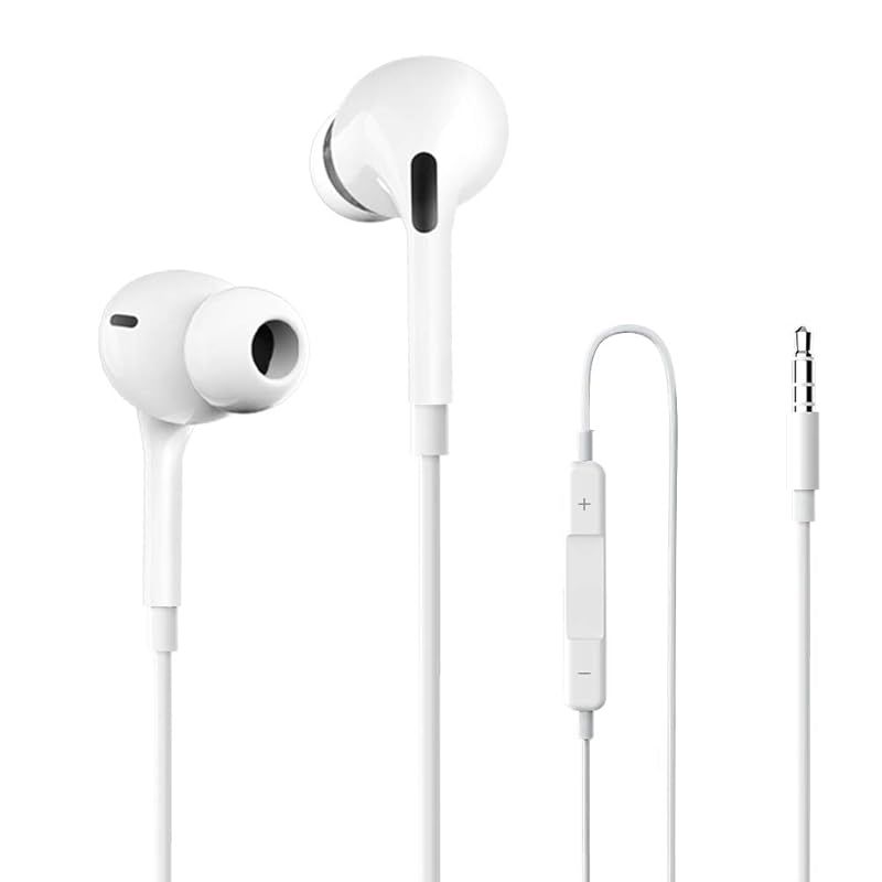 音質強化バージョン イヤホン 有線イヤホン 3.5mmジャック マイク付き インナーイヤー型 HIFI音質 通話 クリア通話 リモコン テレワーク 音量調節 全ての3.5mmインターフェース機器に対応 White 白 0