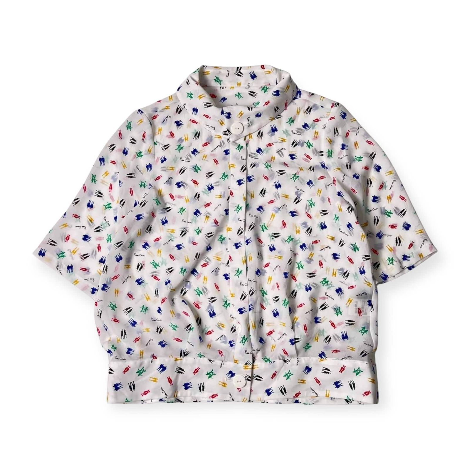 pierre cardin ピエールカルダン 総柄 5分袖 シャツ ブラウス 40 