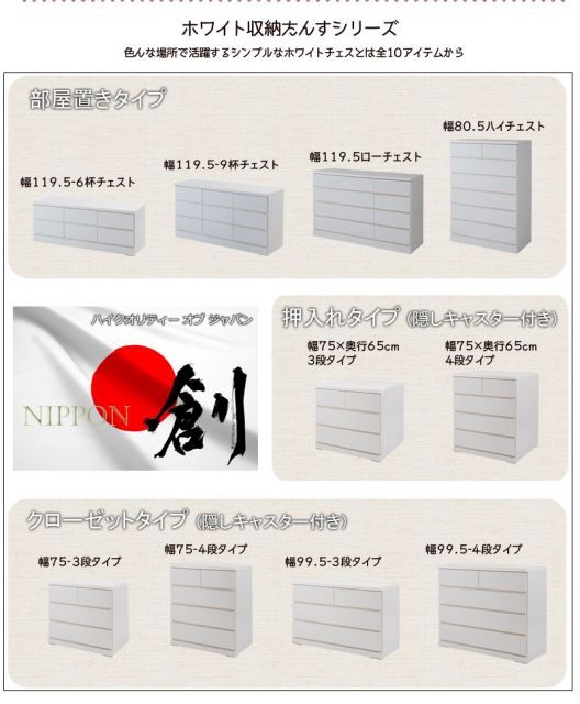 押入れ 幅75 奥行65 3段 国産 完成品 タンス 木製 MARWIL-DEMENAGEMENTS_CH