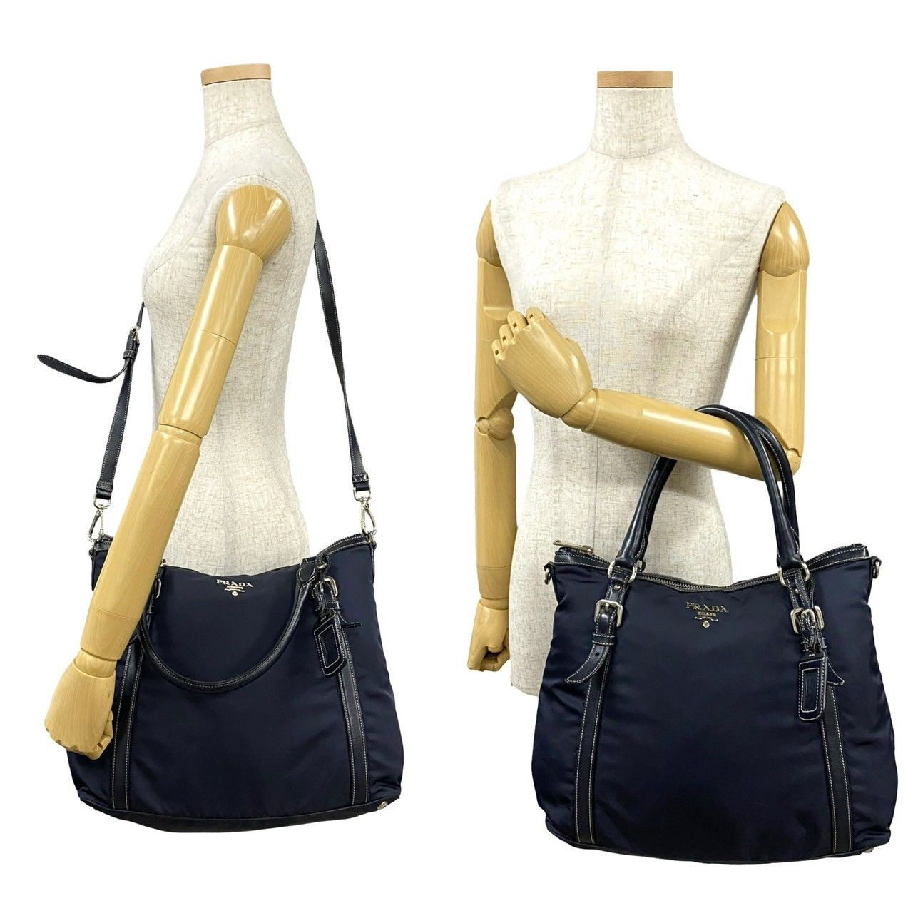 極 美品 袋付き 希少品 PRADA プラダ ロゴ金具 レザー 本革
