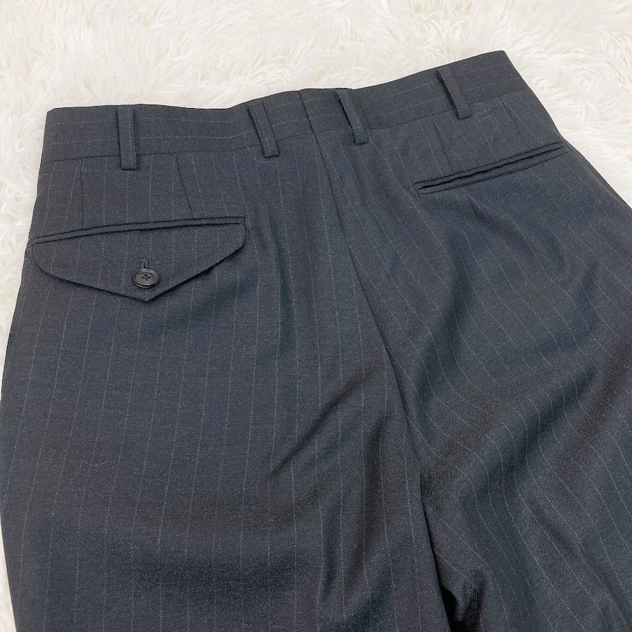 【極美品】バーバリーロンドン セットアップ スーツ 総裏 ストライプ グレー 美品】BURBERRY LONDON バーバリーロンドン セットアップ スーツ
