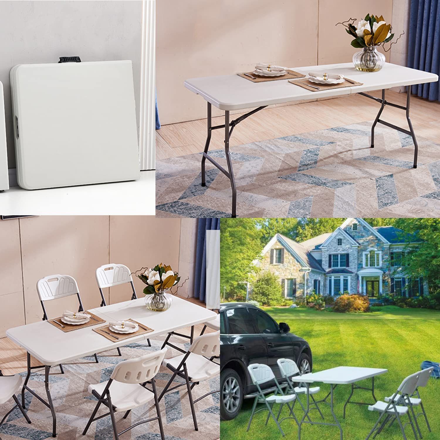 折りたたみテーブル アウトドア 作業テーブル ダイニングテーブル 高さ2段階調整 耐荷重120kg 大きい 軽量 持ち運び 室内 屋外 ピクニック キャンプ OLIVEOS_COM_TR