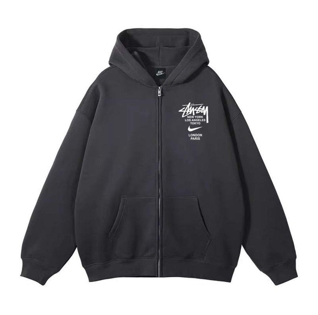 値下げ交渉可 正規品 STUSSY NIKE ジップアップパーカー ブラック stussy nike ジップパーカー