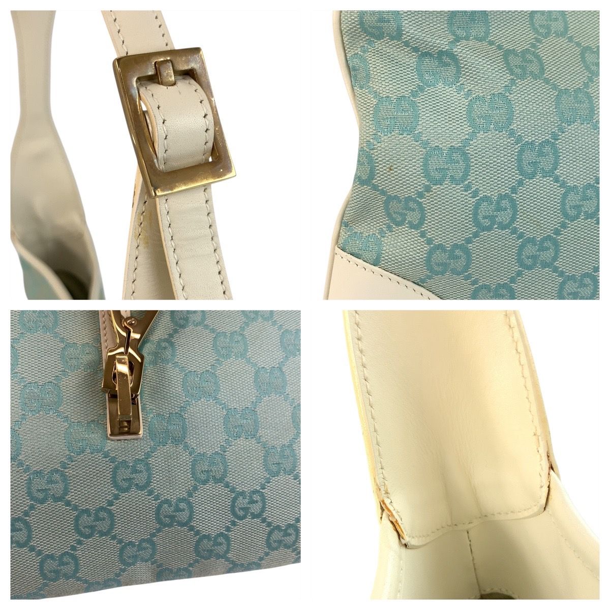 美品 GUCCI グッチ ジャッキー ライトブルー GGキャンバス