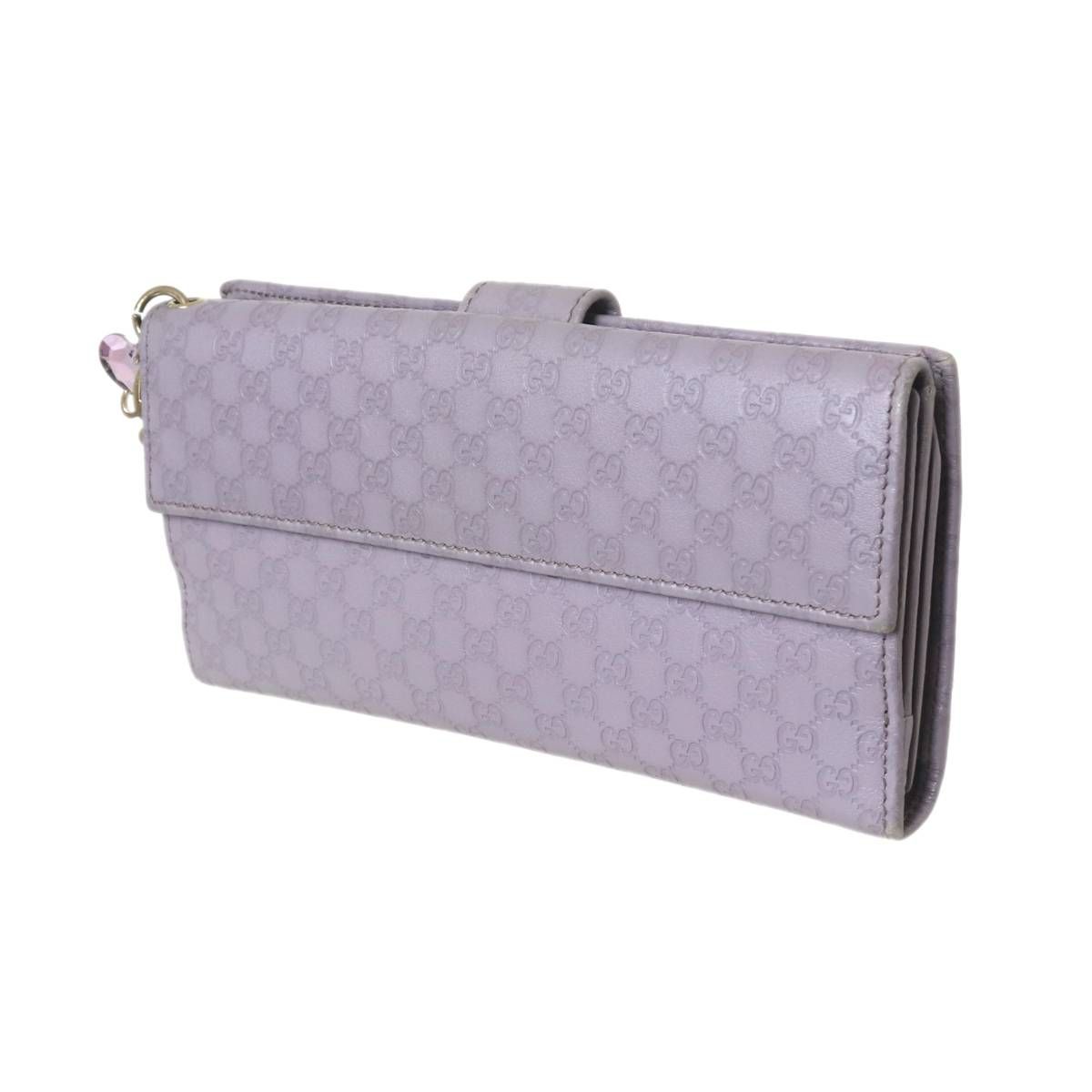 GUCCI/グッチ 長財布 Wホック チャーム付き グッチシマ パープルグレイ 