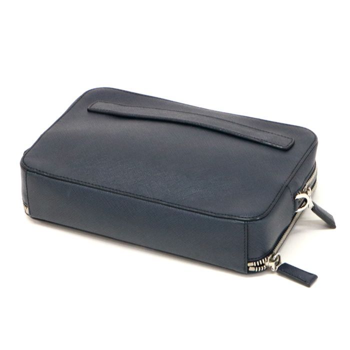 プラダ クラッチバッグ 三角プレート レザー ブラック セカンドバッグ