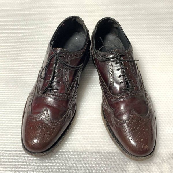 70s 1978年製?★ビンテージ★フローシャイムFlorsheim★サイズ10D 27.0-27.5-28.0★フルブローグ ビジネスシューズ★赤茶◆is6-4 70s 1978年製?☆ビンテージ☆フローシャイムFlorsheim☆サイズ10D 27.0