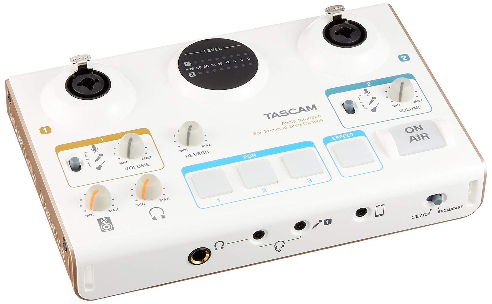 TASCAM タスカム MiNiSTUDIO CREATOR US-42W ポッドキャスト ボイスエフェクト 効果音再生 Youtube 配信機材 ミキサー ゲーミング ゲーム実況 カラオケ ホワイト Mic input x2