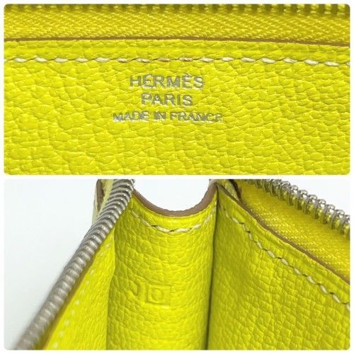 HERMES エルメス ピッコロ ペンケース シェーブル ライム シルバー □O