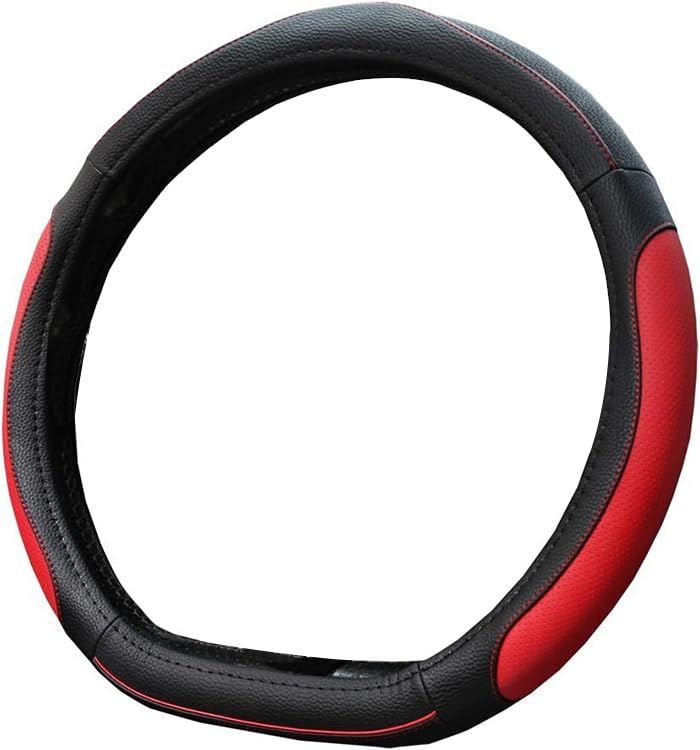 新品 ZATOOTO ハンドルカバー 軽自動車 Ｓサイズ Ｄシェイプ カラーライン 滑り止め 柔らかいPUレザー 手触りよく グリップ力バツグン セレナ スイフトなど用 ステアリングカバー レッド LY128-R