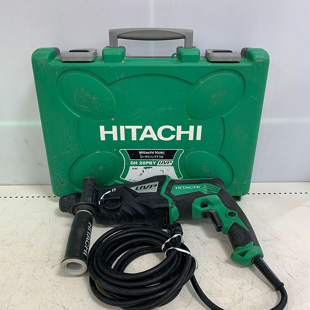 ♭♭HITACHI 日立 100Ｖ 28ｍｍ コード式ロータリハンマドリル ケース付 DH28PBY グリーン - メルカリ