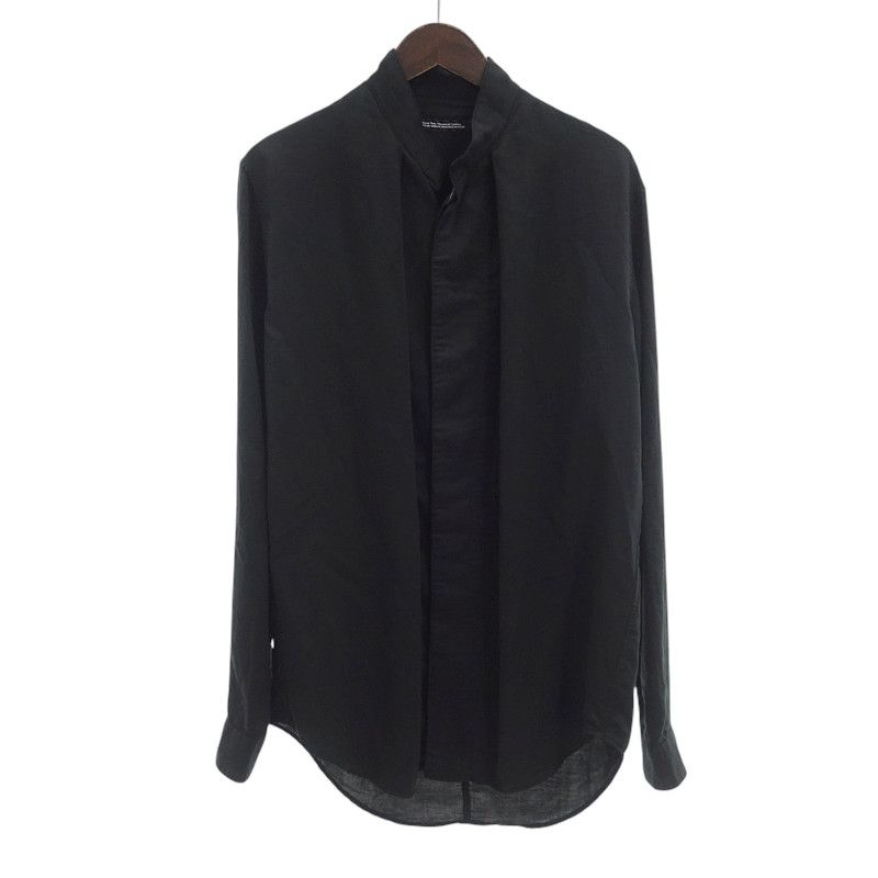 ユリウス JULIUS 25AW COTTON SILK SATIN コットン シルク 長袖 シャツ ブラック サイズ メンズ2
