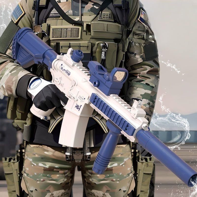 M416 水鉄砲 電動 超強力 約10m 連射機能 USB充電方式 (ダークブルー) [ダークブルー]