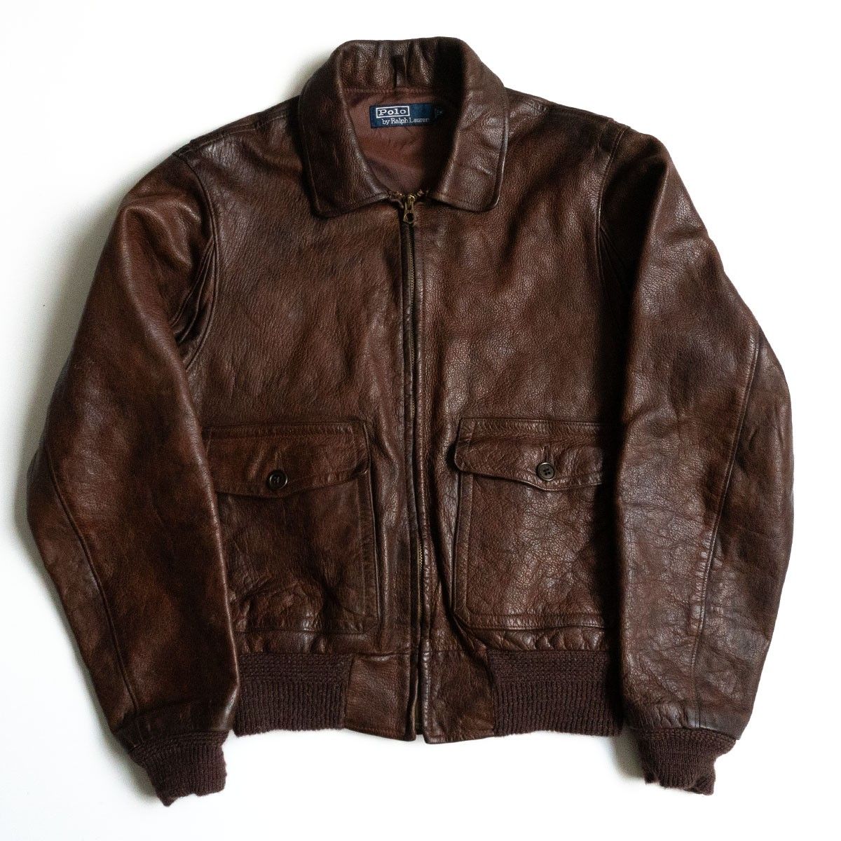 90s ラルフローレン a2 A2 A-2 フライトジャケット ウールジャケット 雰囲気抜群】POLO RALPH LAUREN【A-2 レザー フライトジャケット