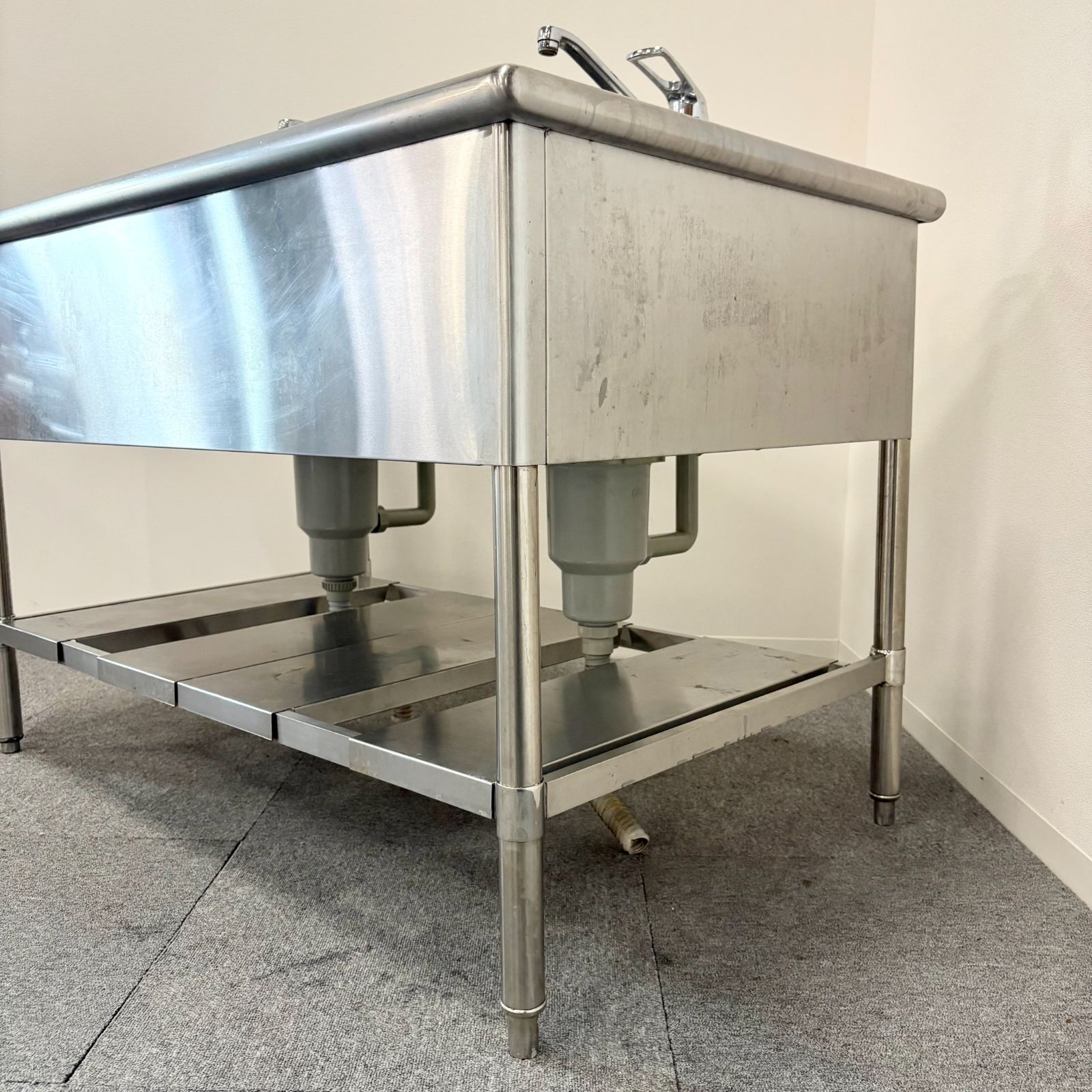 2槽シンク|幅1200mm×奥行750mm×高さ800mm|業務用|厨房機器|流し台|混合水栓|1494