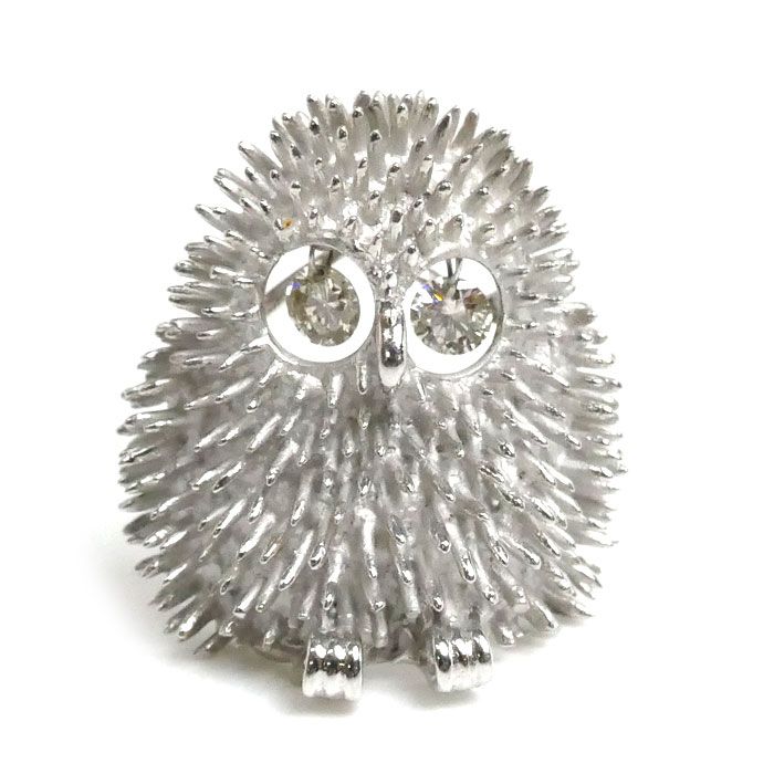 K18WG ホワイトゴールド フクロウ ペンダントトップ ダイヤモンド0.20ct 5.5g レディース