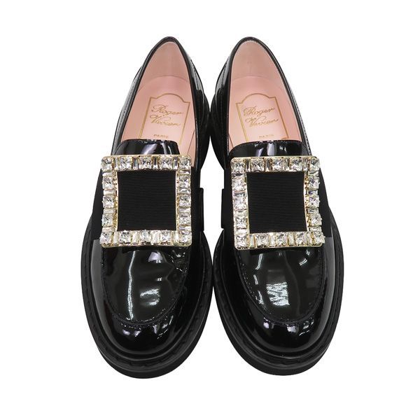 サイズ36 Roger Vivier ロジェヴィヴィエ VIV RANGERS ヴィヴ レンジャー レザー ローファー 定価23.4万 ビジュー 現行 47481