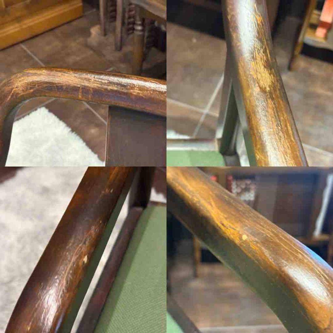 ①karimoku カリモク　アームチェア　ダイニングチェア　アンティーク　IZ ②karimoku カリモク アームチェア ダイニングチェア ビンテージ IZ