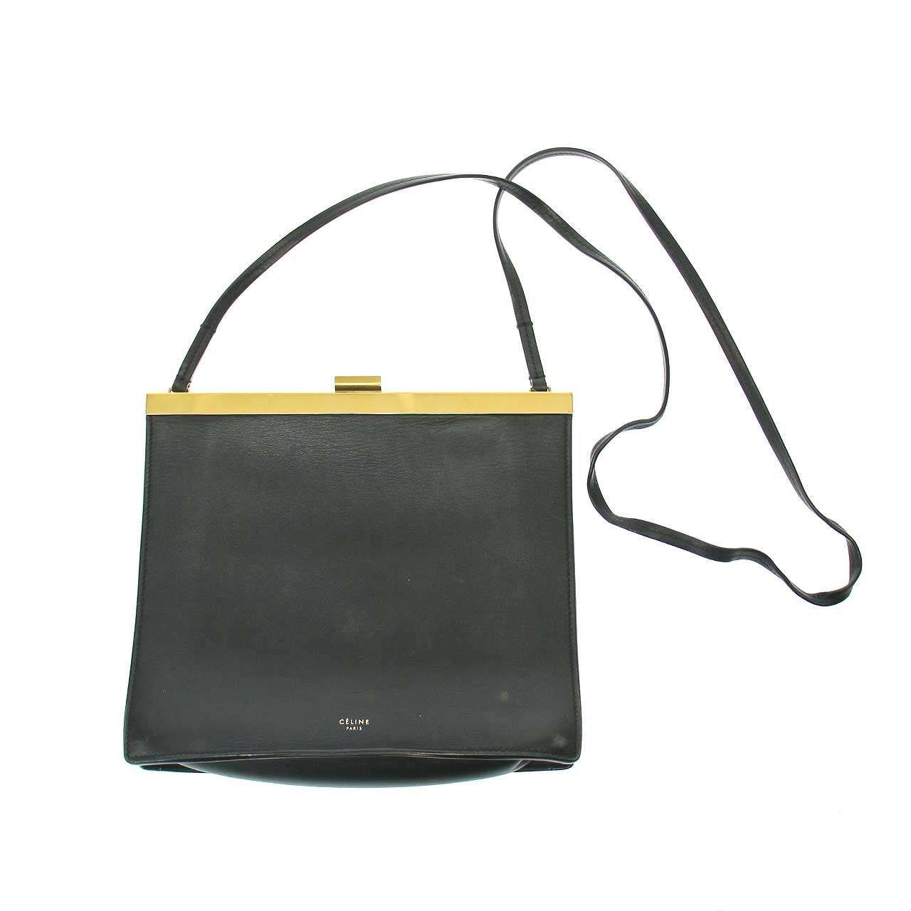 CELINE セリーヌ Phoebe Philo クラスプミニ レザーショルダーバッグ  ブラック CELINE セリーヌ Phoebe Philo クラスプミニ レザーショルダーバッグ