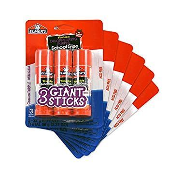 Elmer s 消えるパープル スクールグルースティック 洗える 22g 18個 3個入り6パック