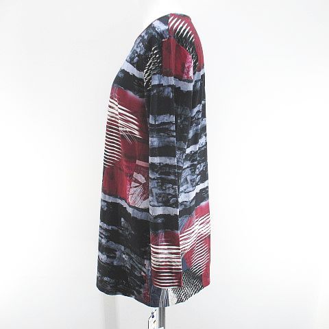 未使用品 ルイテミス LUITHEMIS 長袖 Tシャツ カットソー ロンT チュニック 44 灰系 グレー ストレッチ タグ付 総柄 レディース ルイテミス LUITHEMIS 長袖 Tシャツ カットソー ロンT