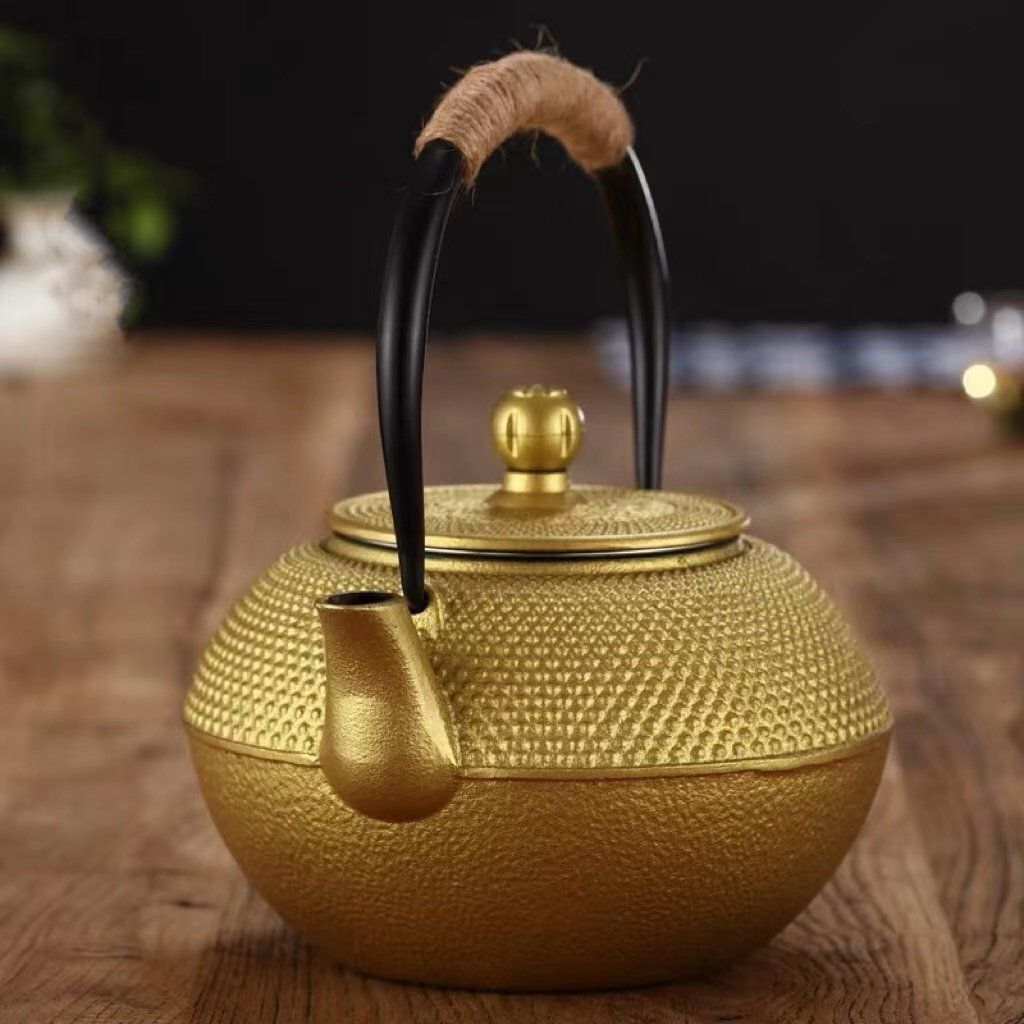 禹】U053 銅提 紫気東来 鉄瓶 鉄壺 煎茶道具 提梁壺 茶壺