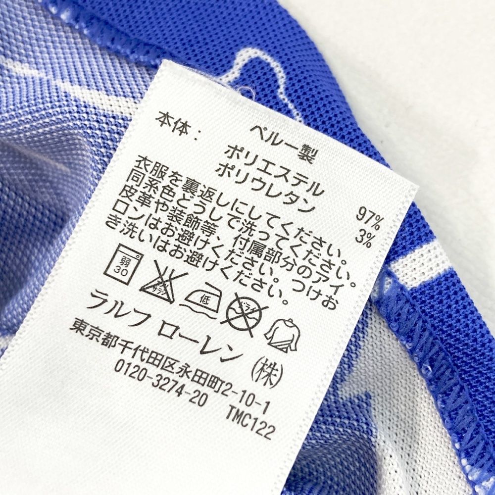 サイズ：XS RLX ラルフローレン 半袖ポロシャツ 花柄 ブルー系