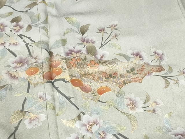 総刺繍　更紗唐草文　暈し染め　銀糸 花柄刺繍 訪問着 平和屋□極上 訪問着 総刺繍 更紗唐草文 暈し染め 銀糸 逸品