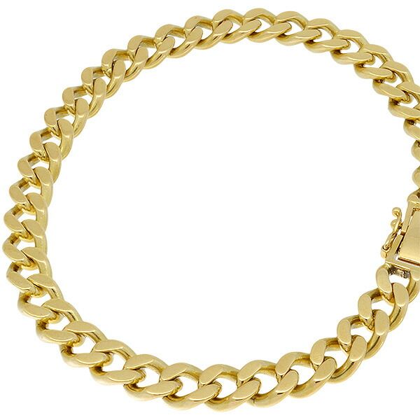 送料無料・返品可♪K18YG 2面シングル 喜平ブレスレット 18cm 30.1g A  