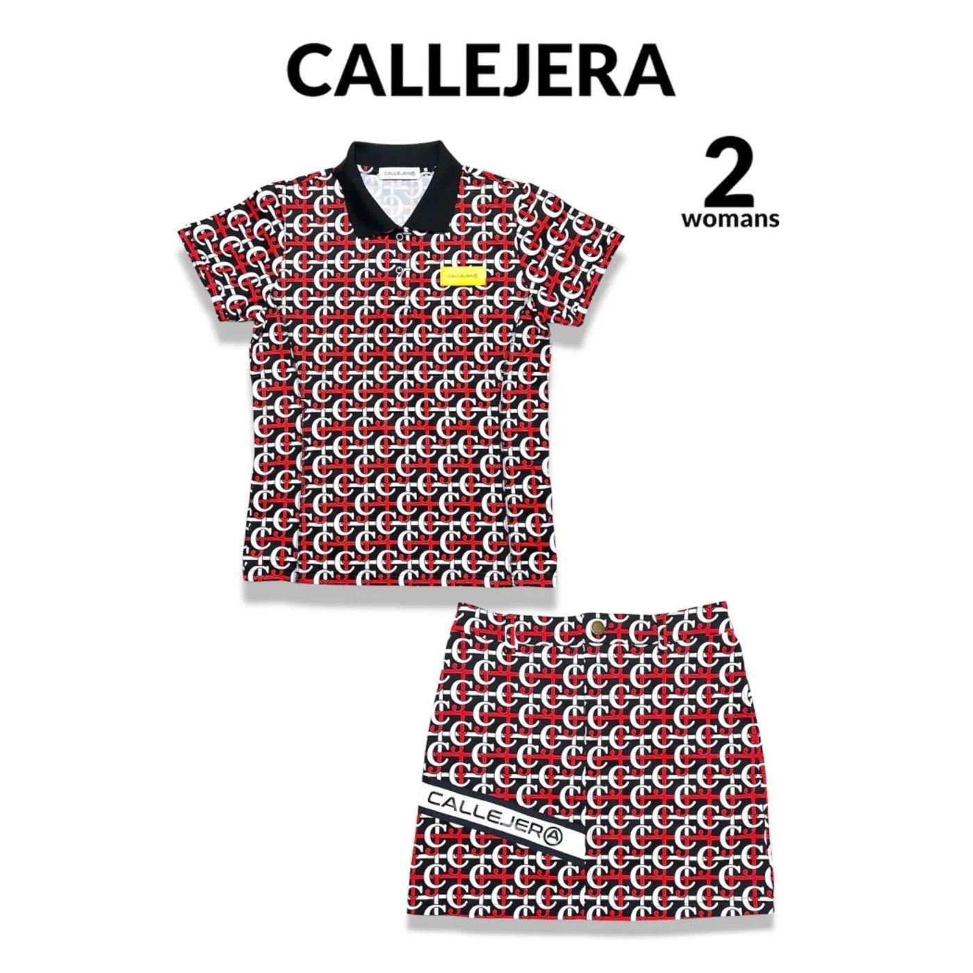 PEARLY GATES - callejeraカジェヘラ/ポロシャツ&スカート&バイザー3点セット レディース CALLEJERA セットアップ ポロシャツ スカート 総柄