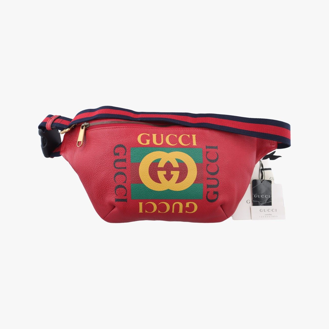 超美品 GUCCI ロコプリント レザー ボディバッグ レッド 赤 グッチ ロゴプリント レザー ボディバッグ レッド 527792