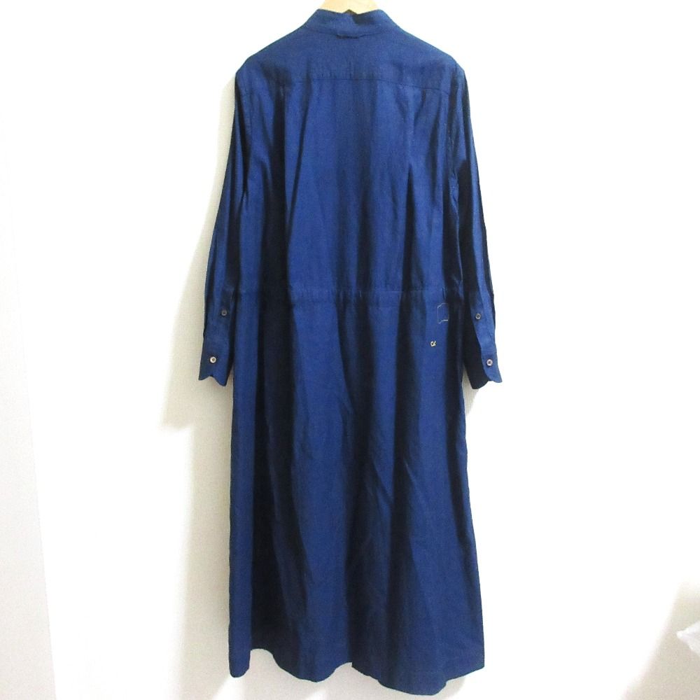 美品】45R オックスフォードのタックシャツドレス（インディゴ）