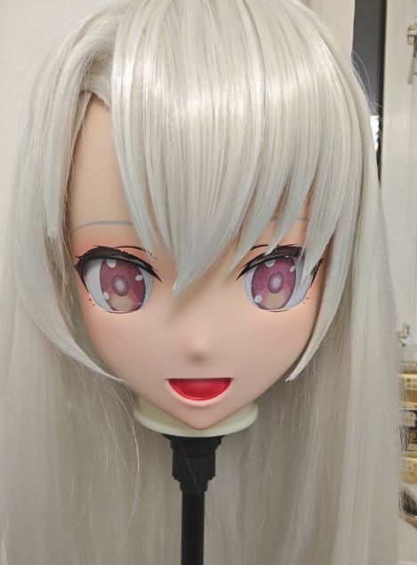 全頭マスク カツラ付き ロック付き NO.235 ドール ヘッドロリータ人形 コスプレ 変身 仮装 着ぐるみ 二次元美少女