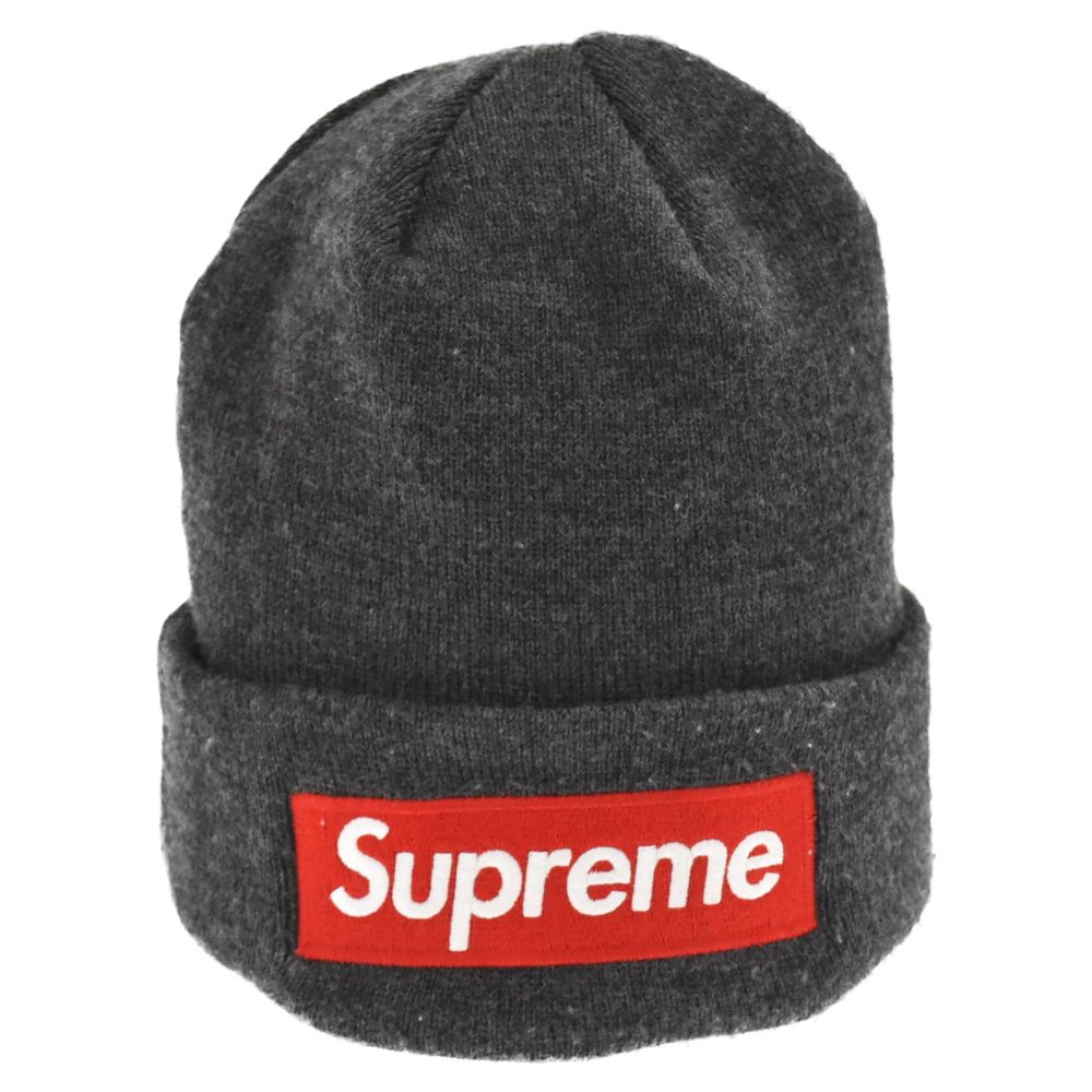 【新品】supreme ボックス  ロゴ ニット帽 グレー ビーニー cap