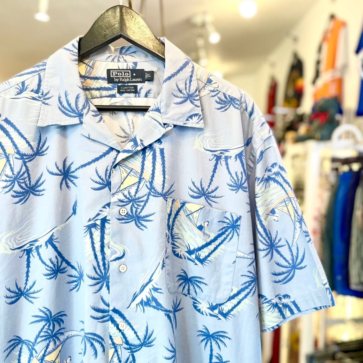 90s Ralph Lauren オープンカラーシャツ CLAYTON Lサイズ 90s Ralph Lauren 
